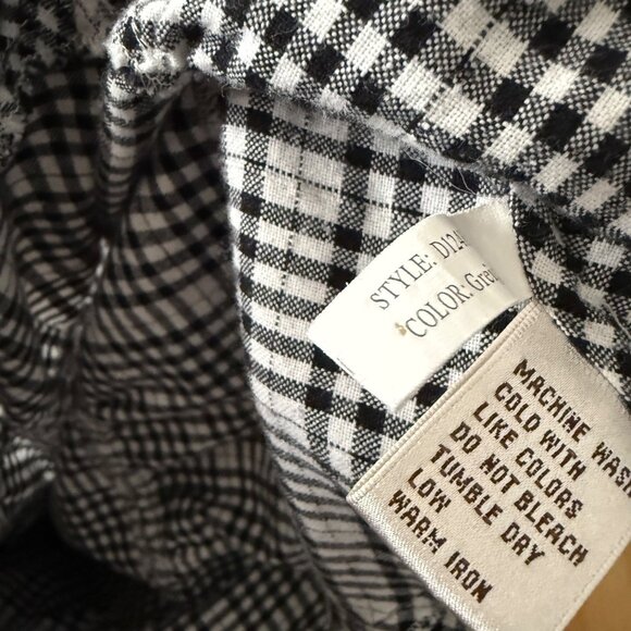 Ryan Michael Womens Black & White Plaid Button-Down Tunic Shirt With Ruffle Hem - Picture 6 of 6